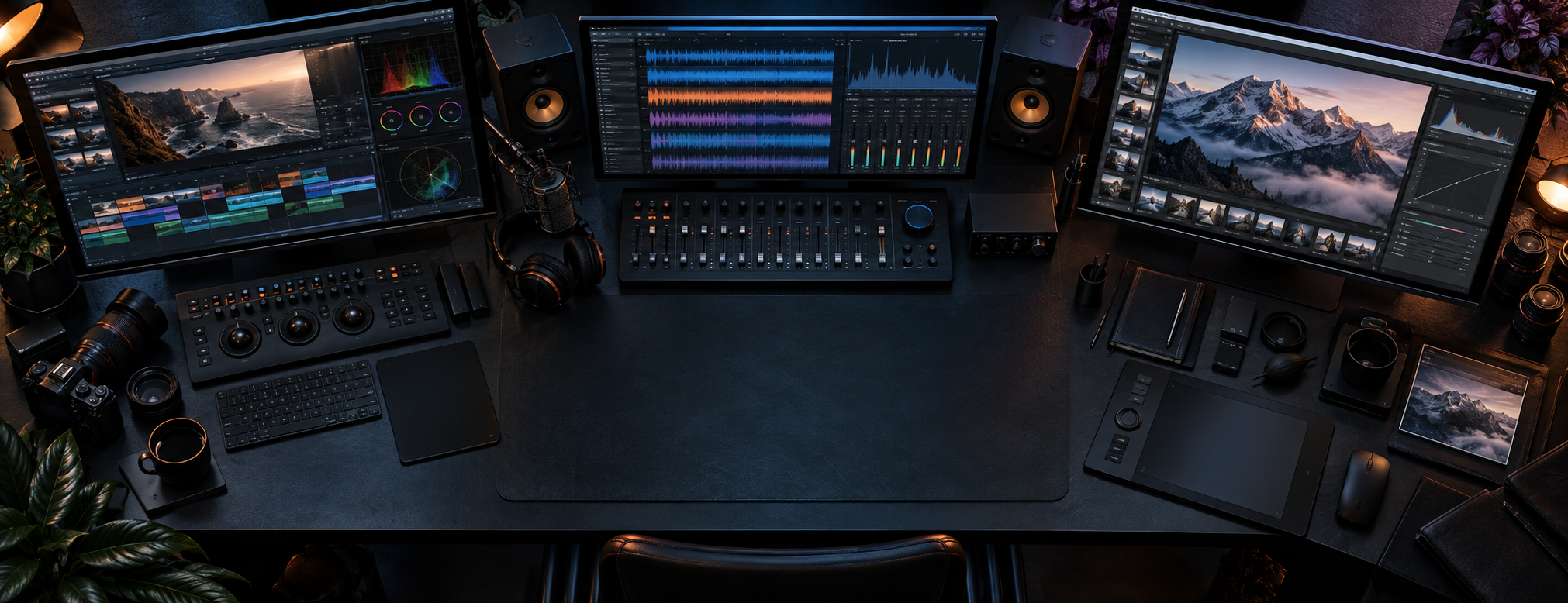 Integrated video, audio, and photo editing workspace
